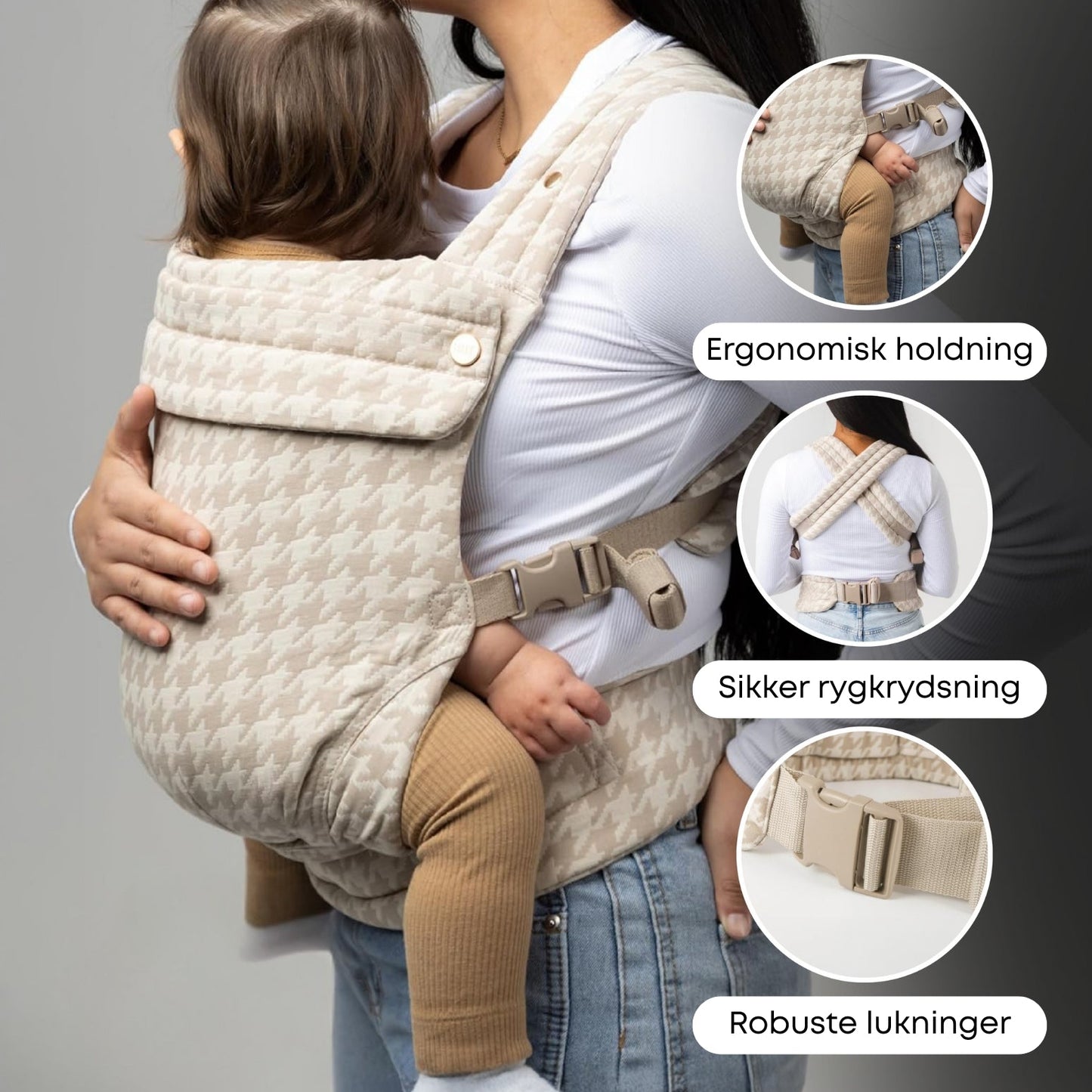 Premium bæresele til babyer | Økologisk beige